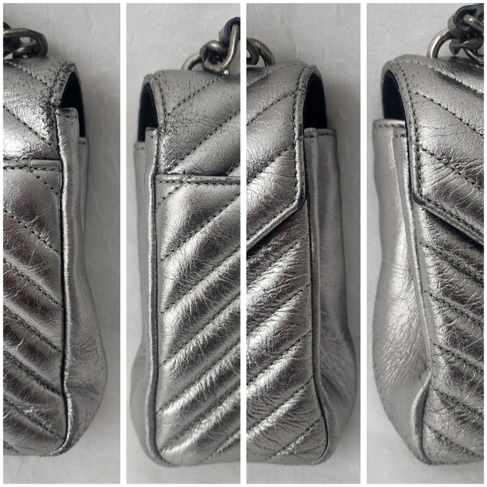 Auth YSL Saint Laurent Classic Monogram College Metallic Bag - Picture 8 of 11